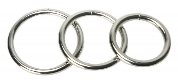 Trine Steel Cock Ring Collection 3 Piece