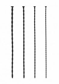 Shots Ouch Beginner Urethral Sounding Silicone Spiral Screw Plug Set - Black