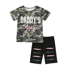 Toddler Girl 'Daddy's Girl' Father's Day Outfit Cute Letter Print Top & Coordinating Pants Set (Option: Green-2to3 Years)