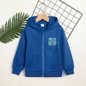 Toddler Girl Zip Up Hoodie Jacket Sorry Or Whatever Letter Print Long Sleeve Sweatshirt Kids Hooded Jacket (Option: Blue-4Y)