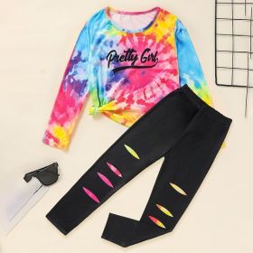 Toddler Girls' Spring Fall Outfit Set Pretty Girl Letter Print Long Sleeve Pullover Top & Matching Pants (Option: 8Y)