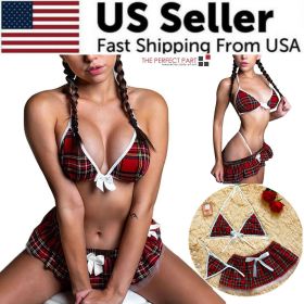 Sexy Lingerie School Girl Sleepwear Dress Nightwear Underwear Babydoll Women USA (Sizes: M)