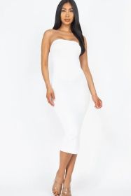 BANDEAU STRAPLESS DRESS (Color: Large, size: White)