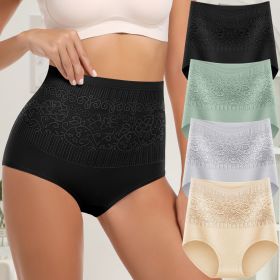 Plus Size Full Coverage Ladies Briefs Women's Panties 4 Pack Sets High Rise Slimming Tight Nylon Womens Panties Knickers (Color: 4 pack multi color, size: M)